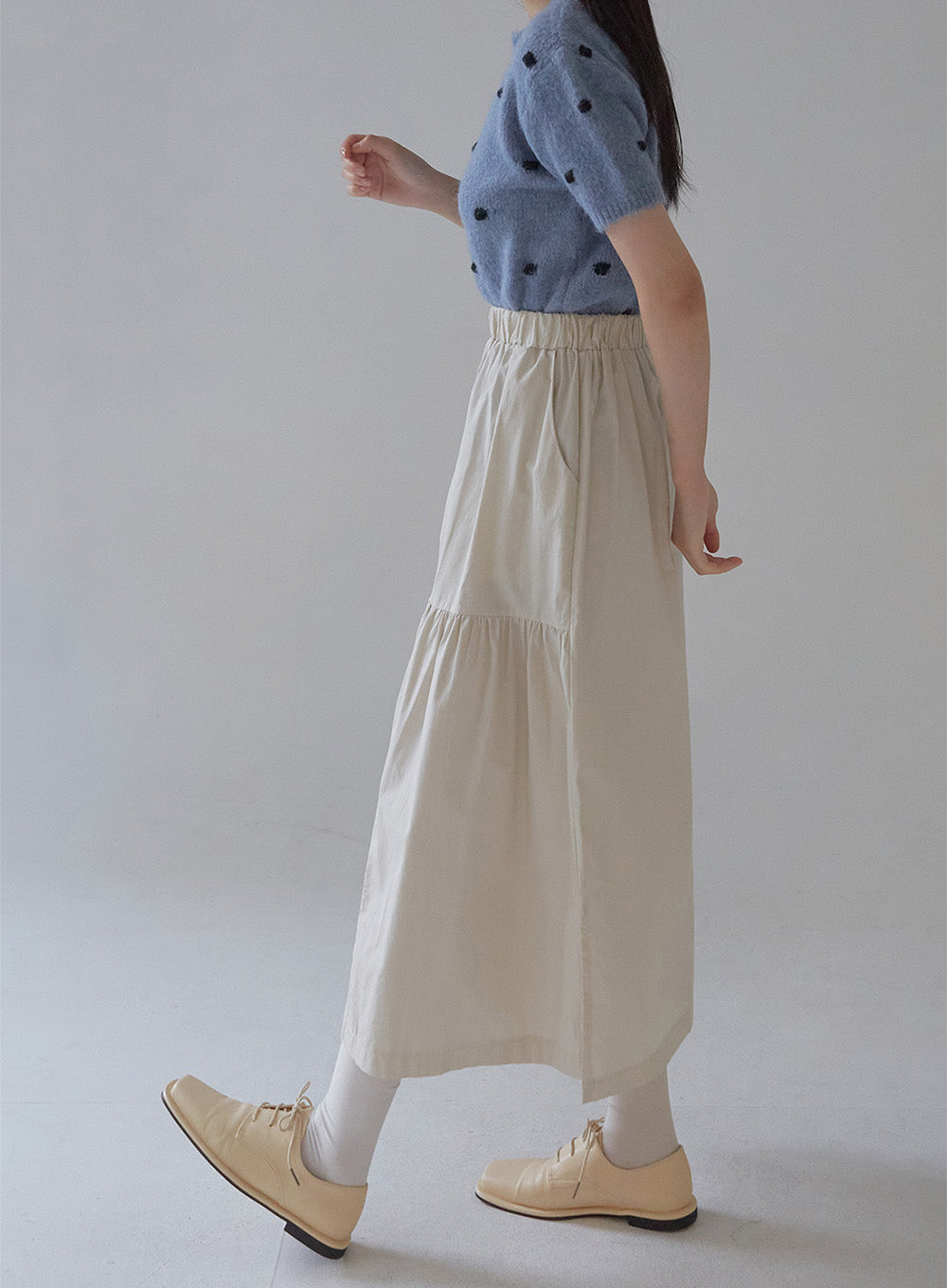 Shirring Long Band Skirt