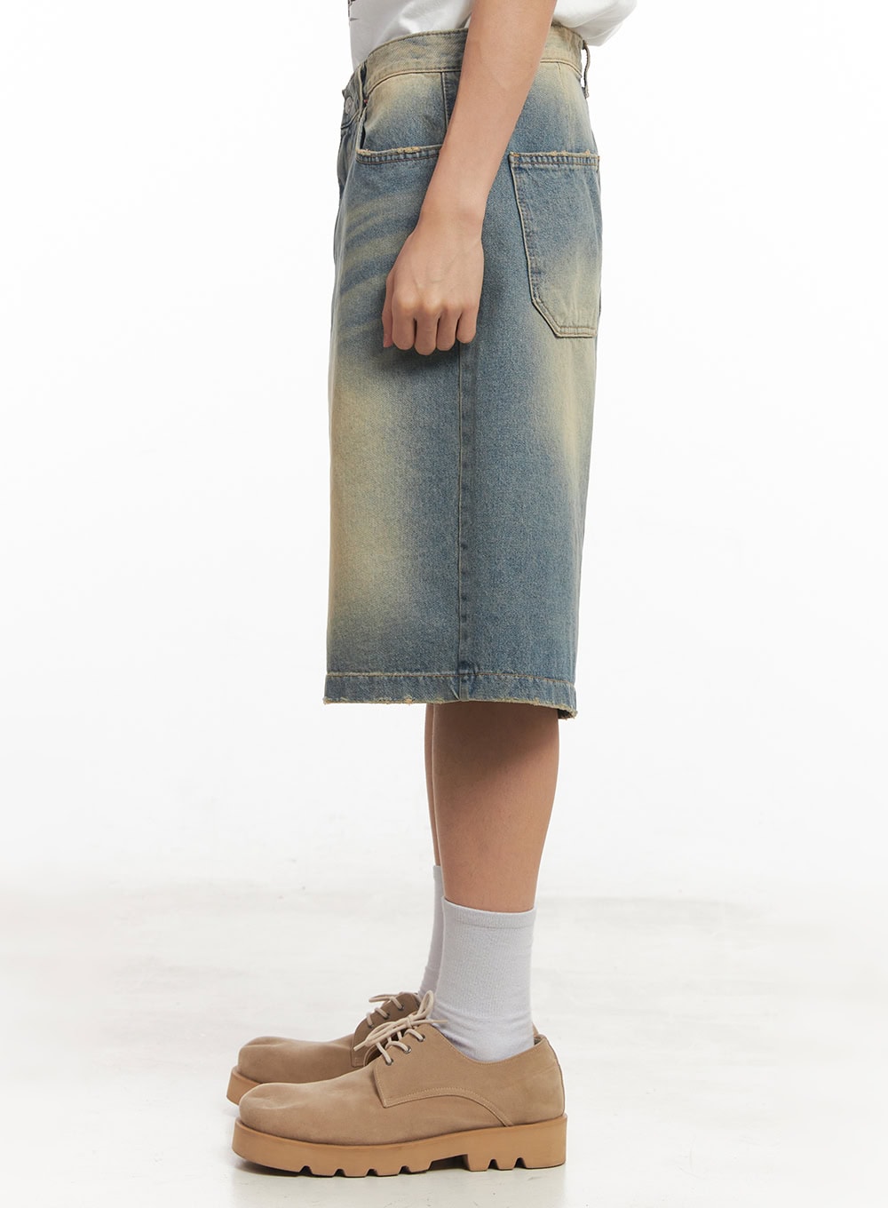 Men's Washed Wide-Fit Jorts IA518