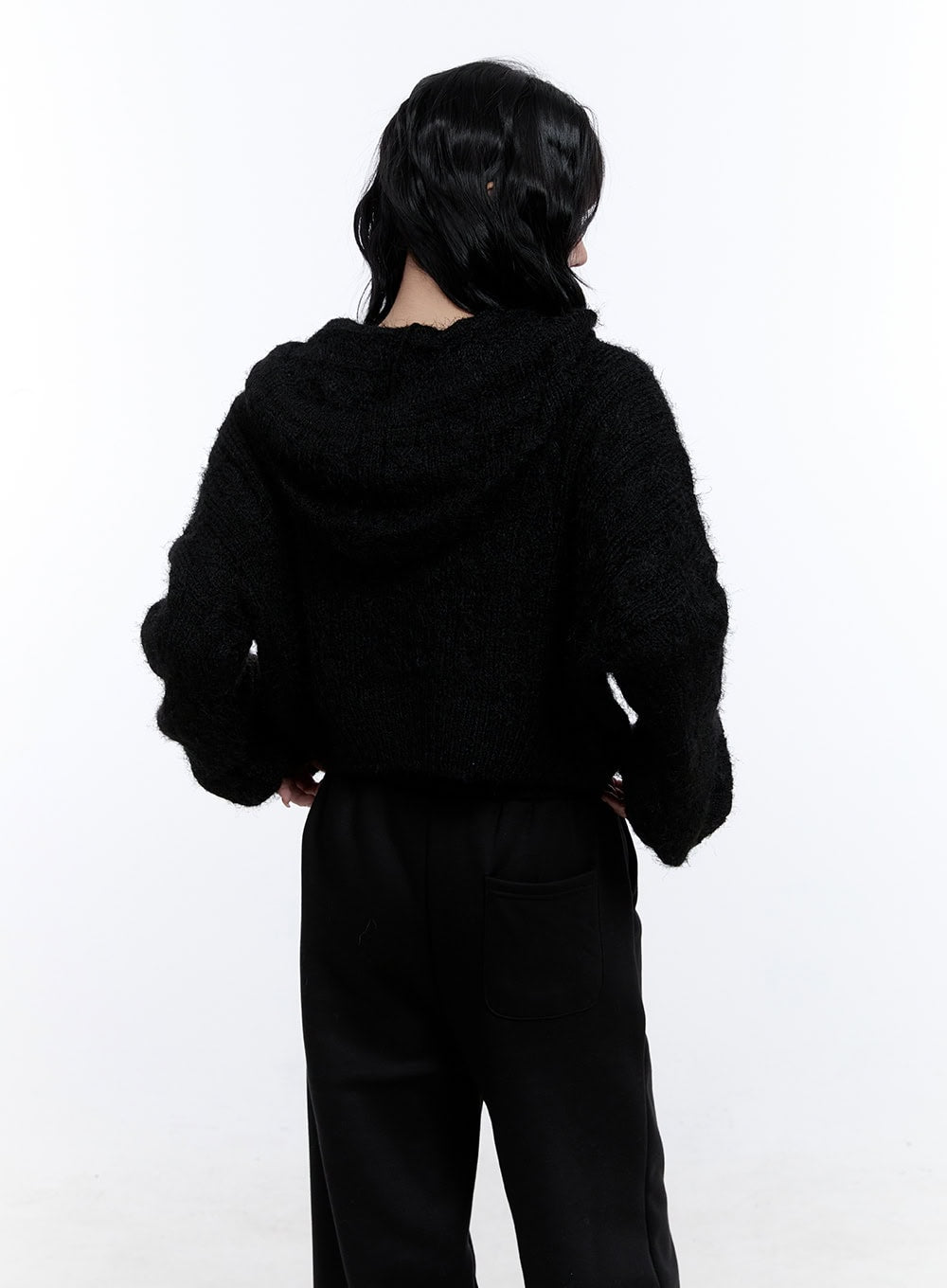 Cable Knit Cropped Hooded Cardigan CD419