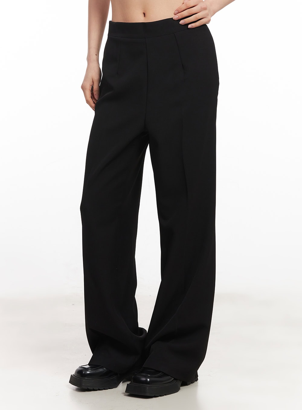 Side-Zip Loose-Fit Slacks CA516