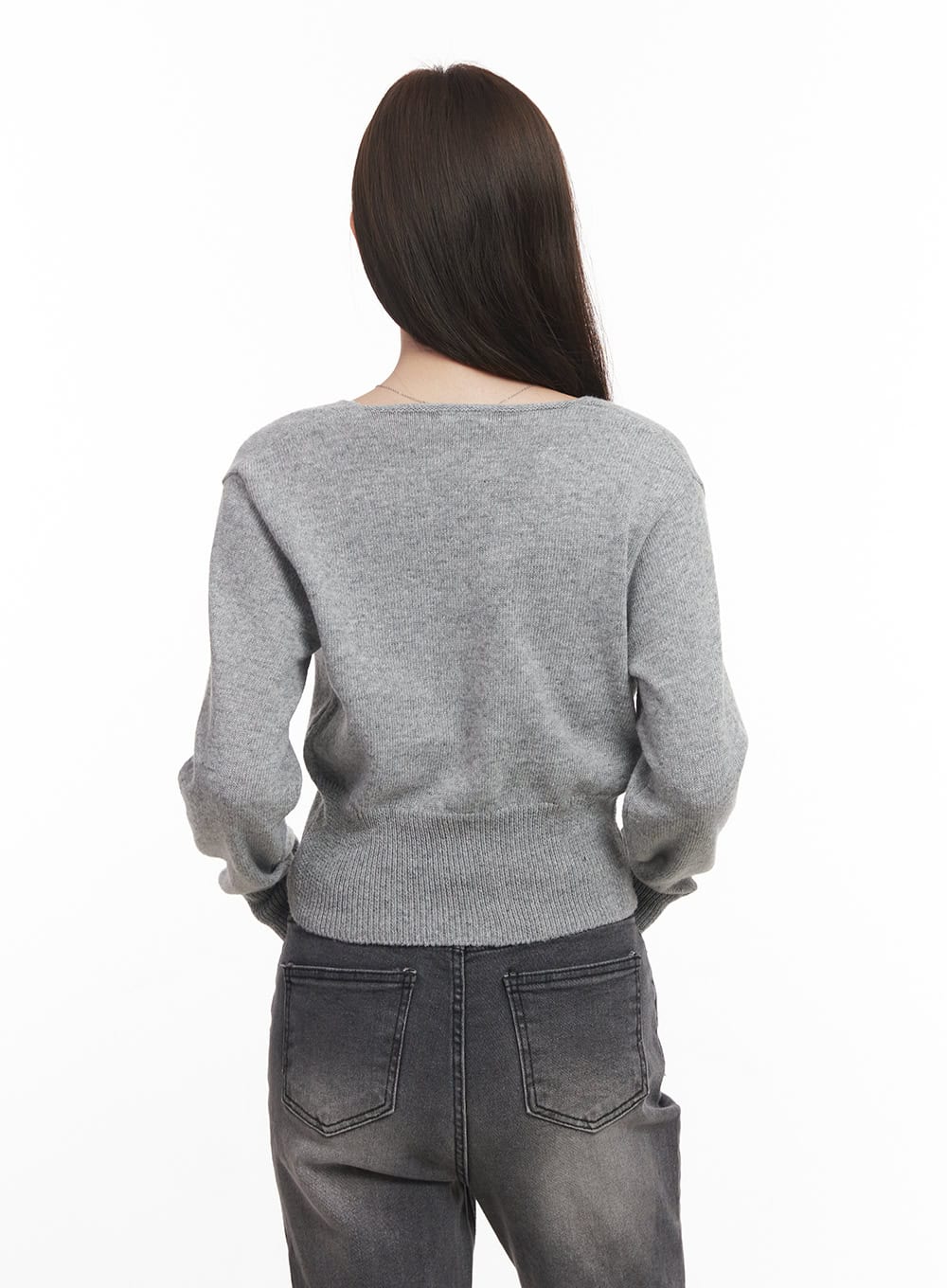 Buttoned V-Neck Cropped Cardigan CA502