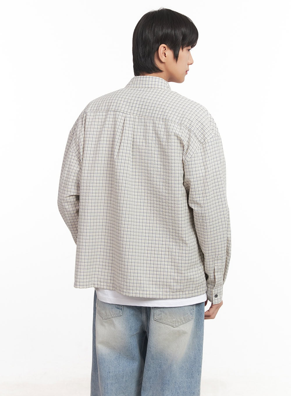 Men's Loose-Fit Checkered Collared Shirt IA510