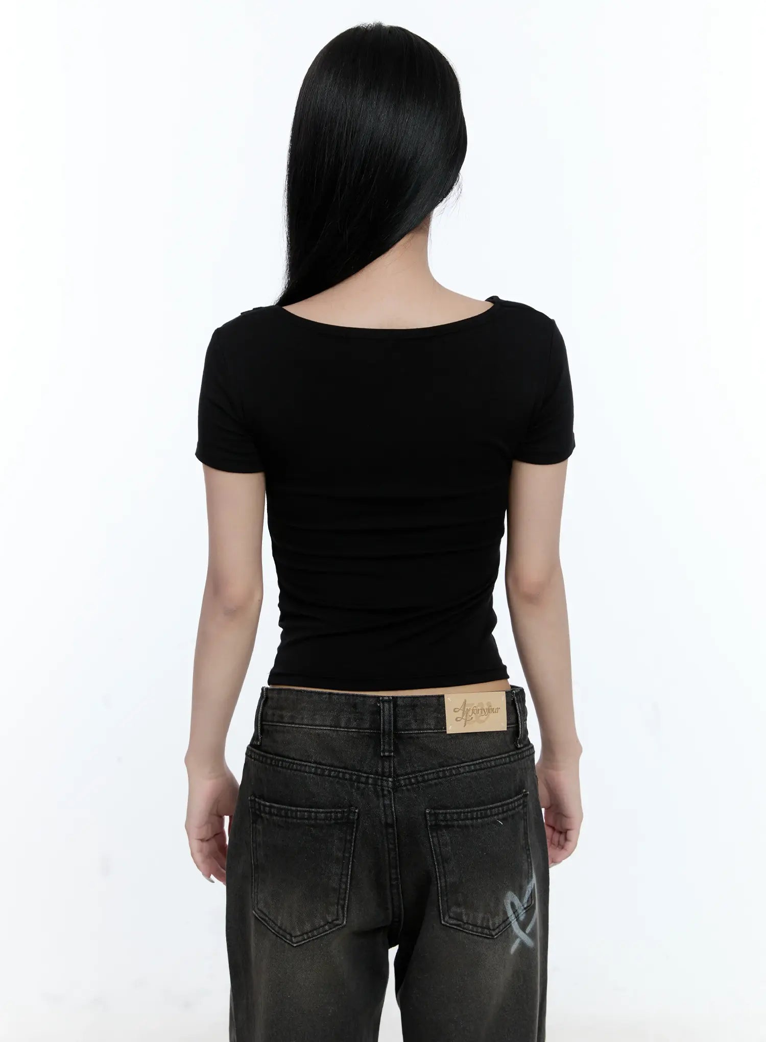 Shirred Draped Short-Sleeve Top CL530