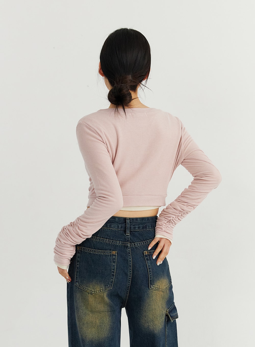 Ruched Button Down Cardigan CO319