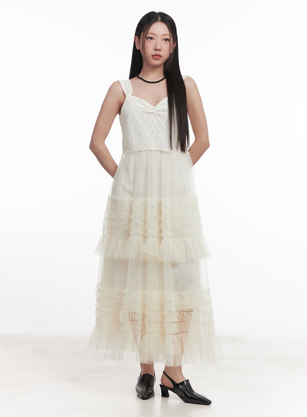 Sweetheart Ruffle Lace Maxi Dress IM528