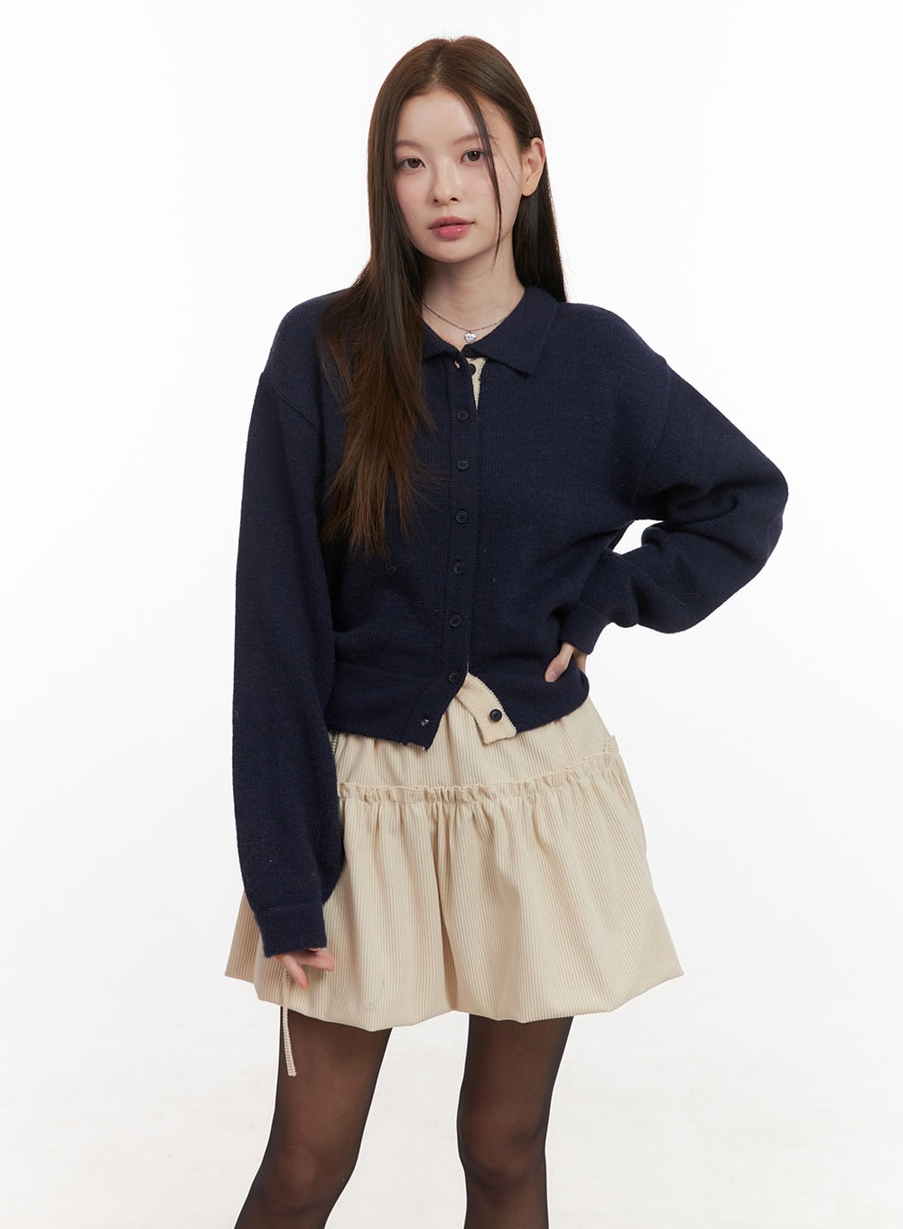Solid Knit Buttoned Sweater OD418