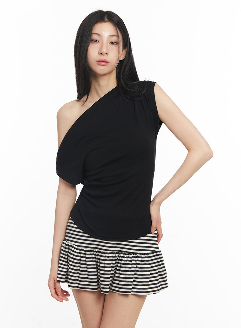 Shirred One-Shoulder Top IY529
