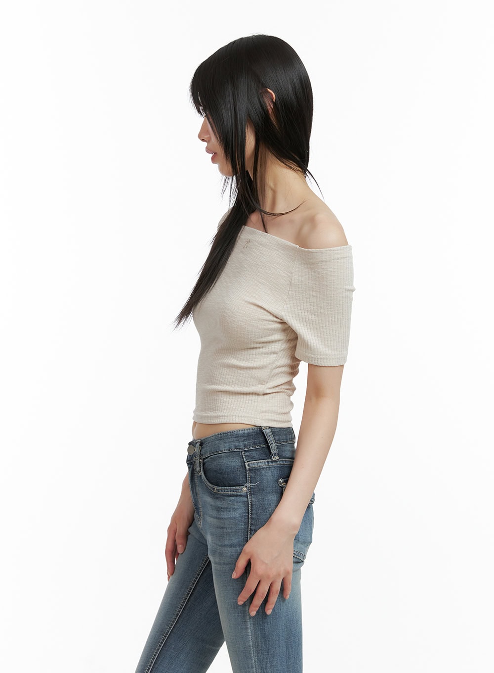 Basic Off Shoulder Crop Top CL403