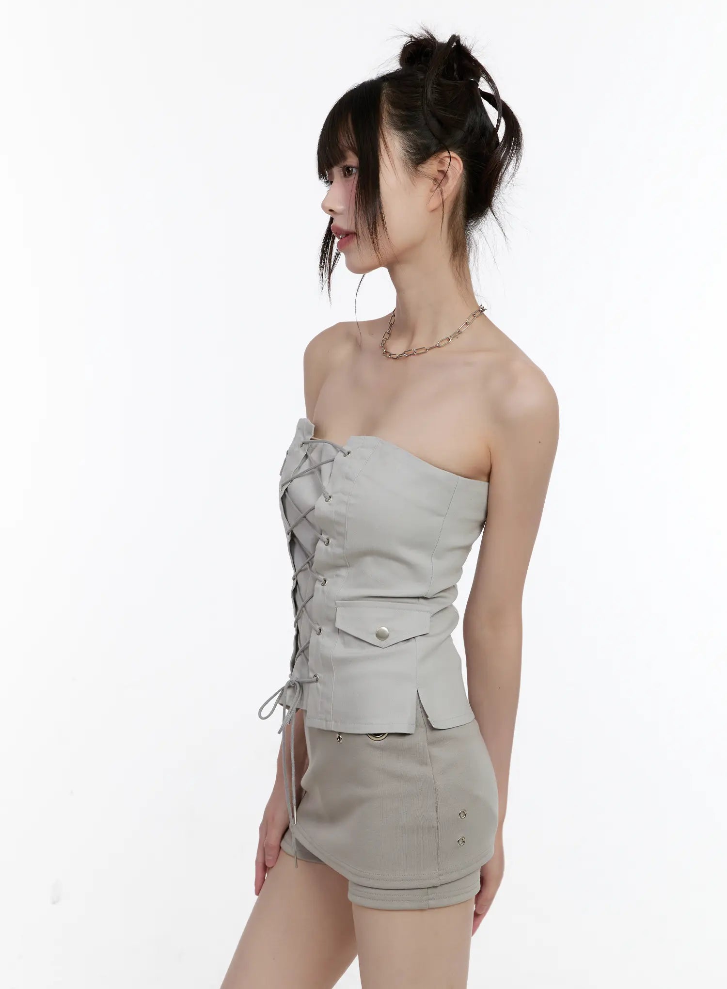 Lace-Up Strapless Corset Top CL507