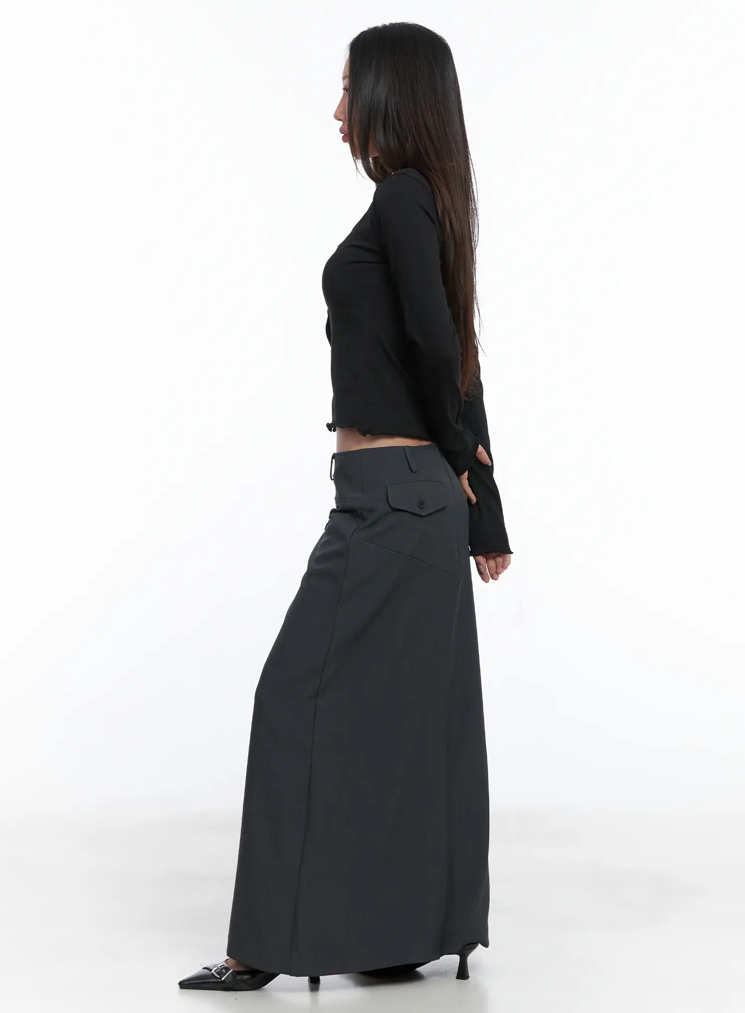 Classic Button Maxi Skirt CS502