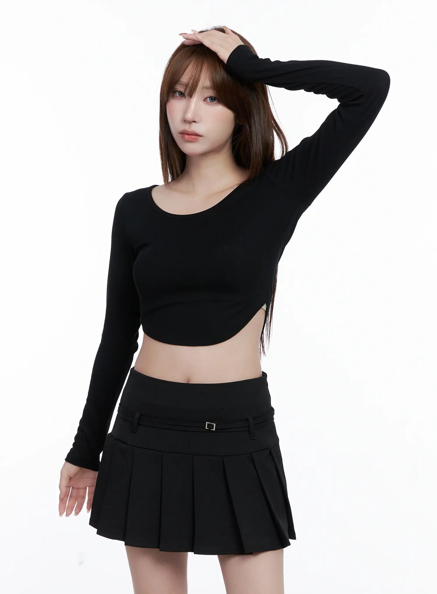 U-Neck Crop Long Sleeve Top CG529