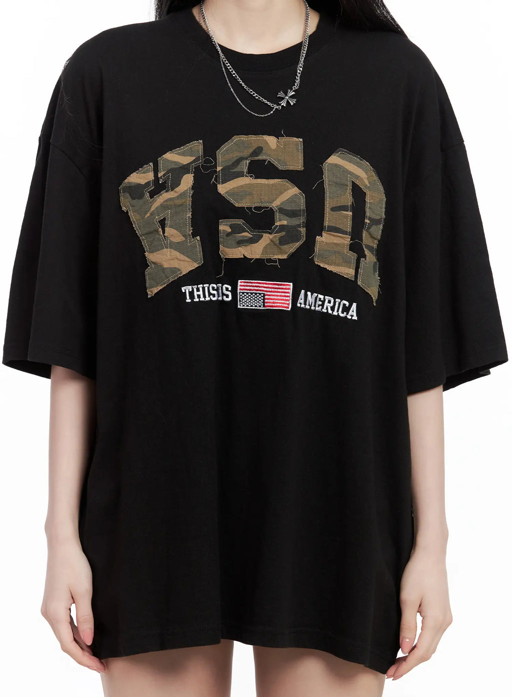 Distressed Camo Oversized Tee CU530