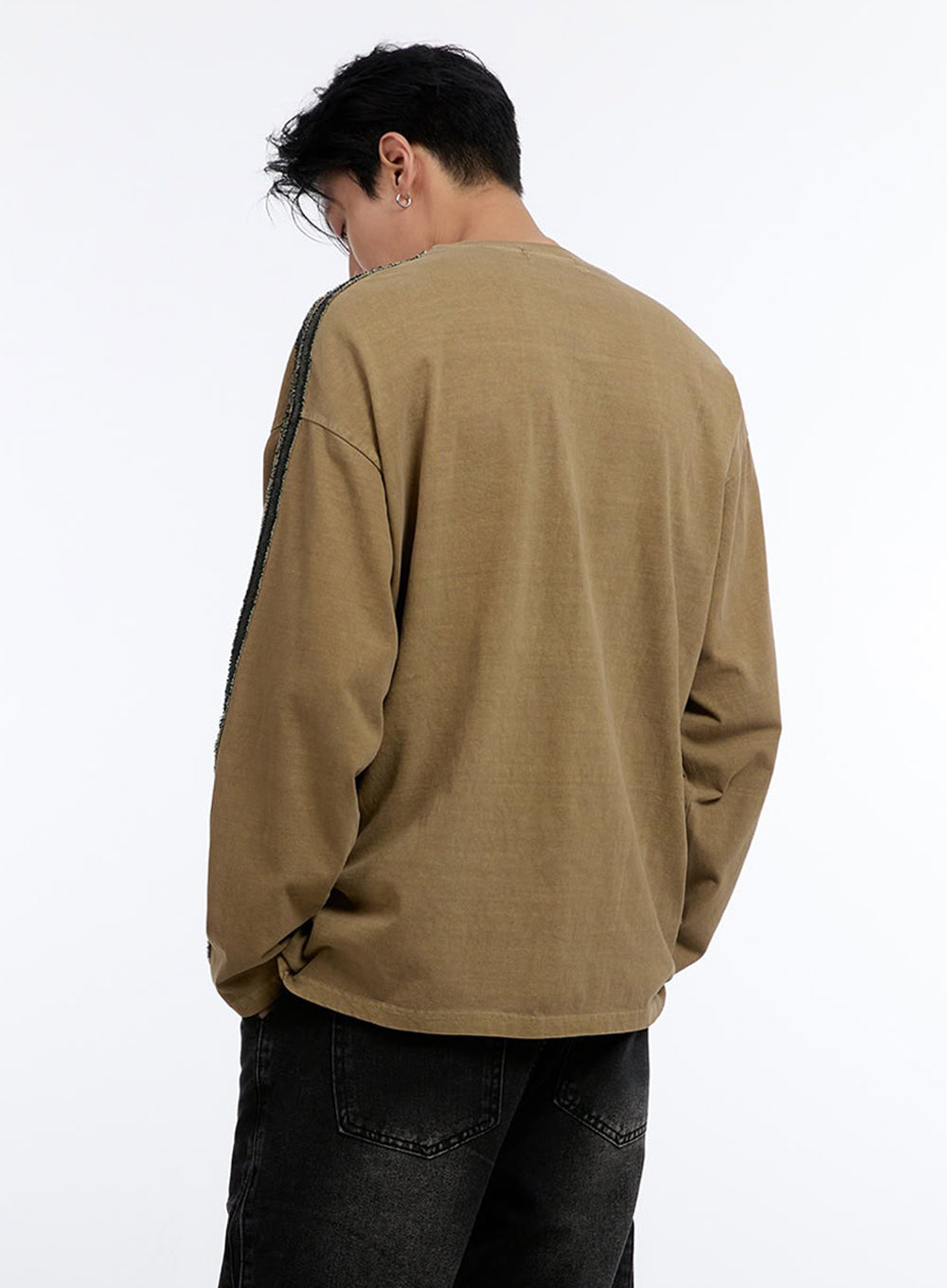 Men's Patchwork Round Neck Long Sleeve Shirt IO428