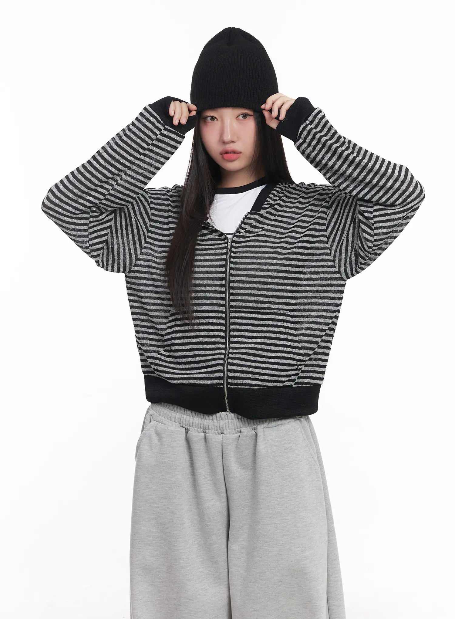 Striped Zip-Up Hoodie CU517