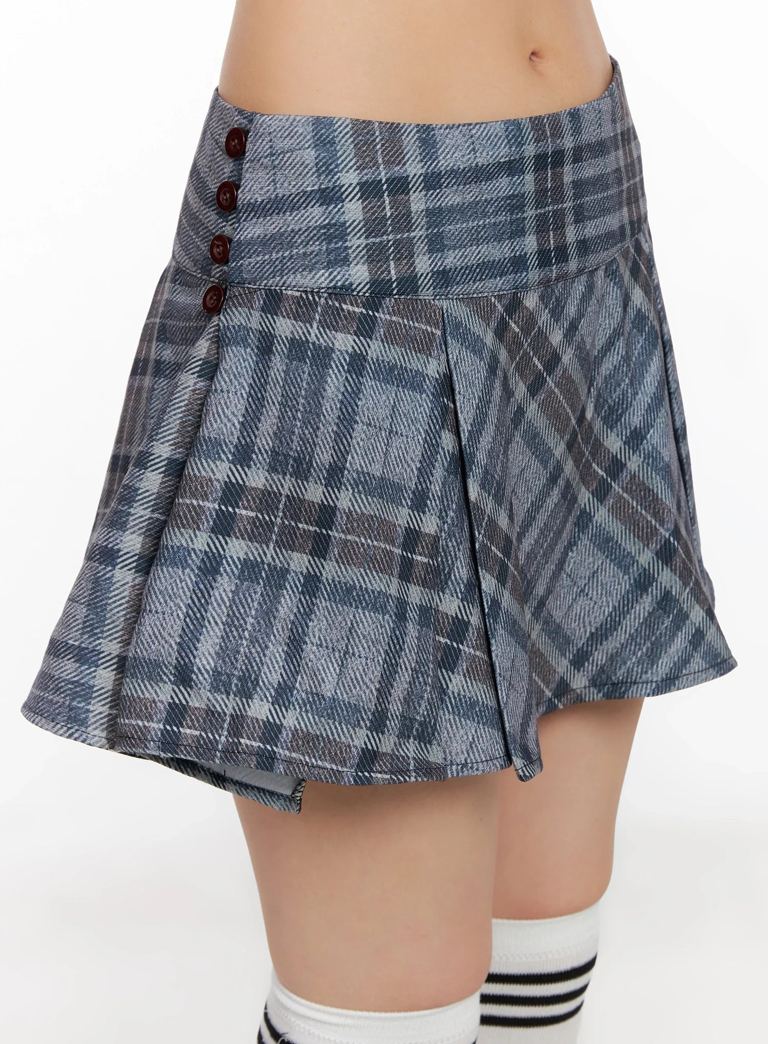 Checkered Pleated Mini Skirt IS508