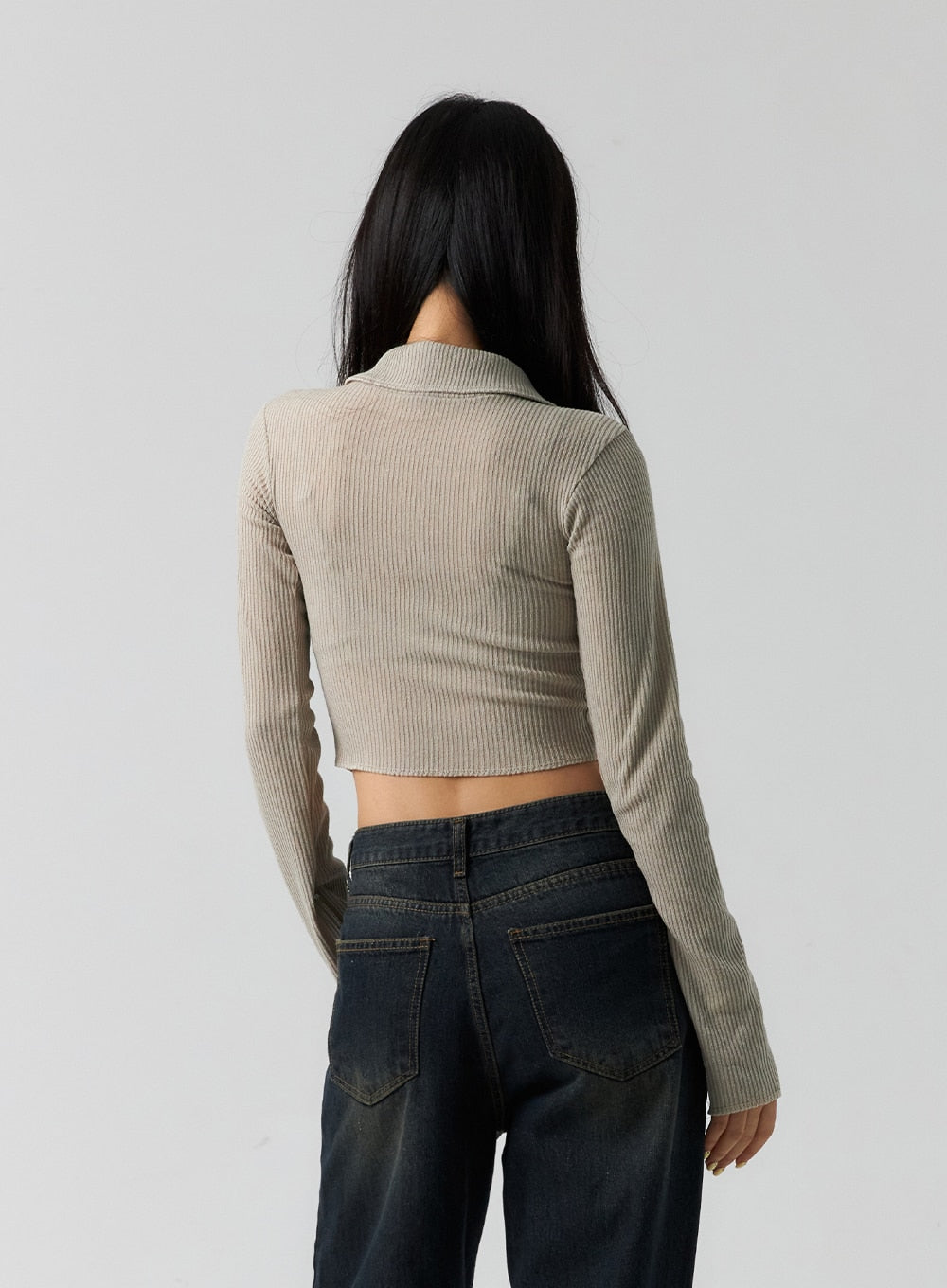 Stitched Zip Crop Top CS308