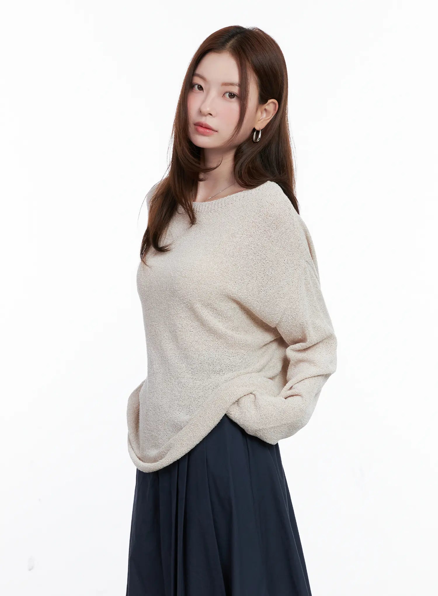 Loose Fit Boat Neck Pullover Knit CG520