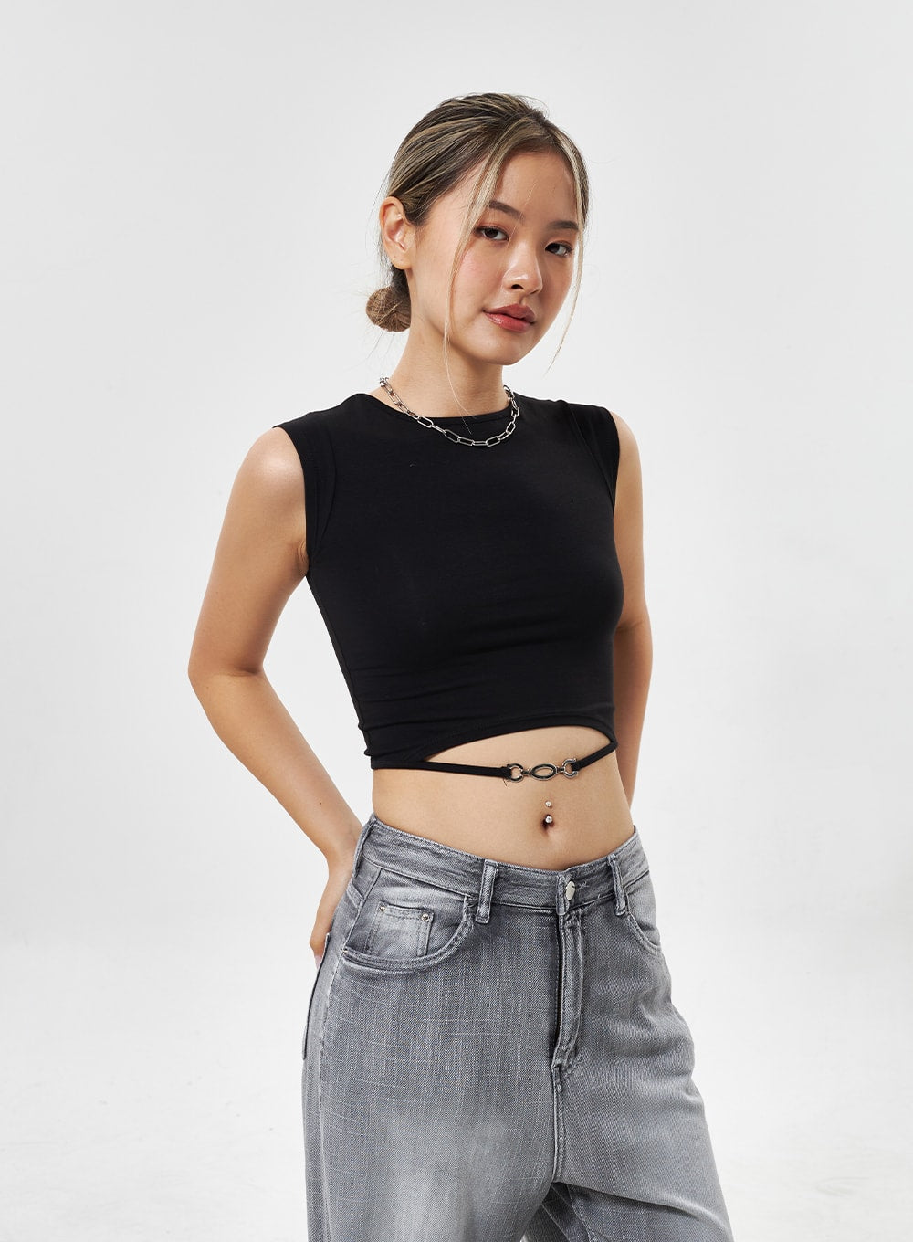 Chain Detail Cropped Top CY330