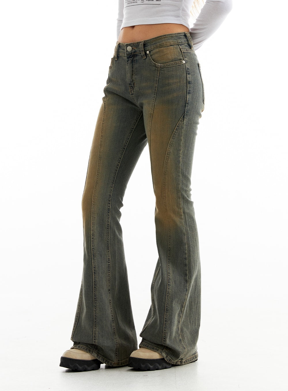 Stitched Bootcut Jeans CO313