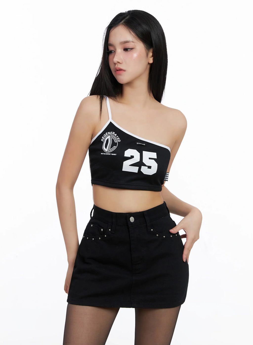 Mesh Varsity Graphic Crop Top IS525