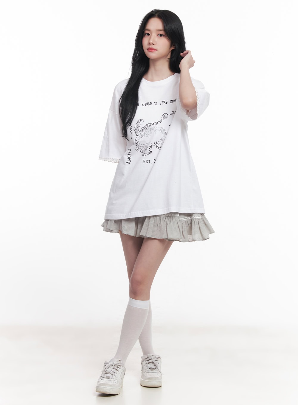 Frill Lace Flare Mini Skirt CY526