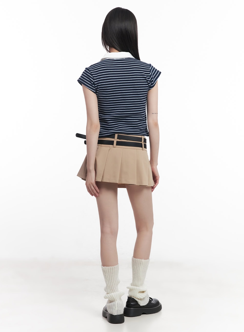 Striped Crop Polo Shirt CU506