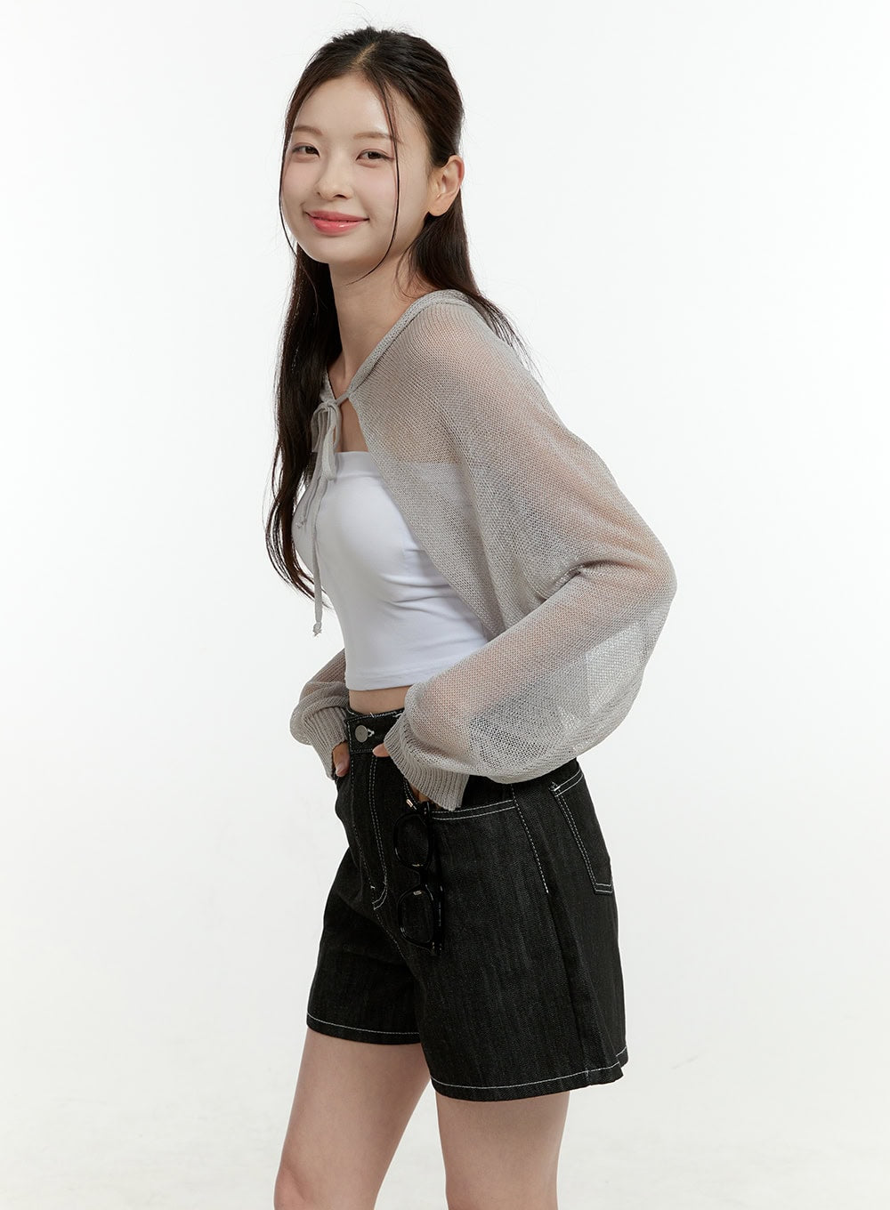 Sheer Hooded Bolero Top OL430