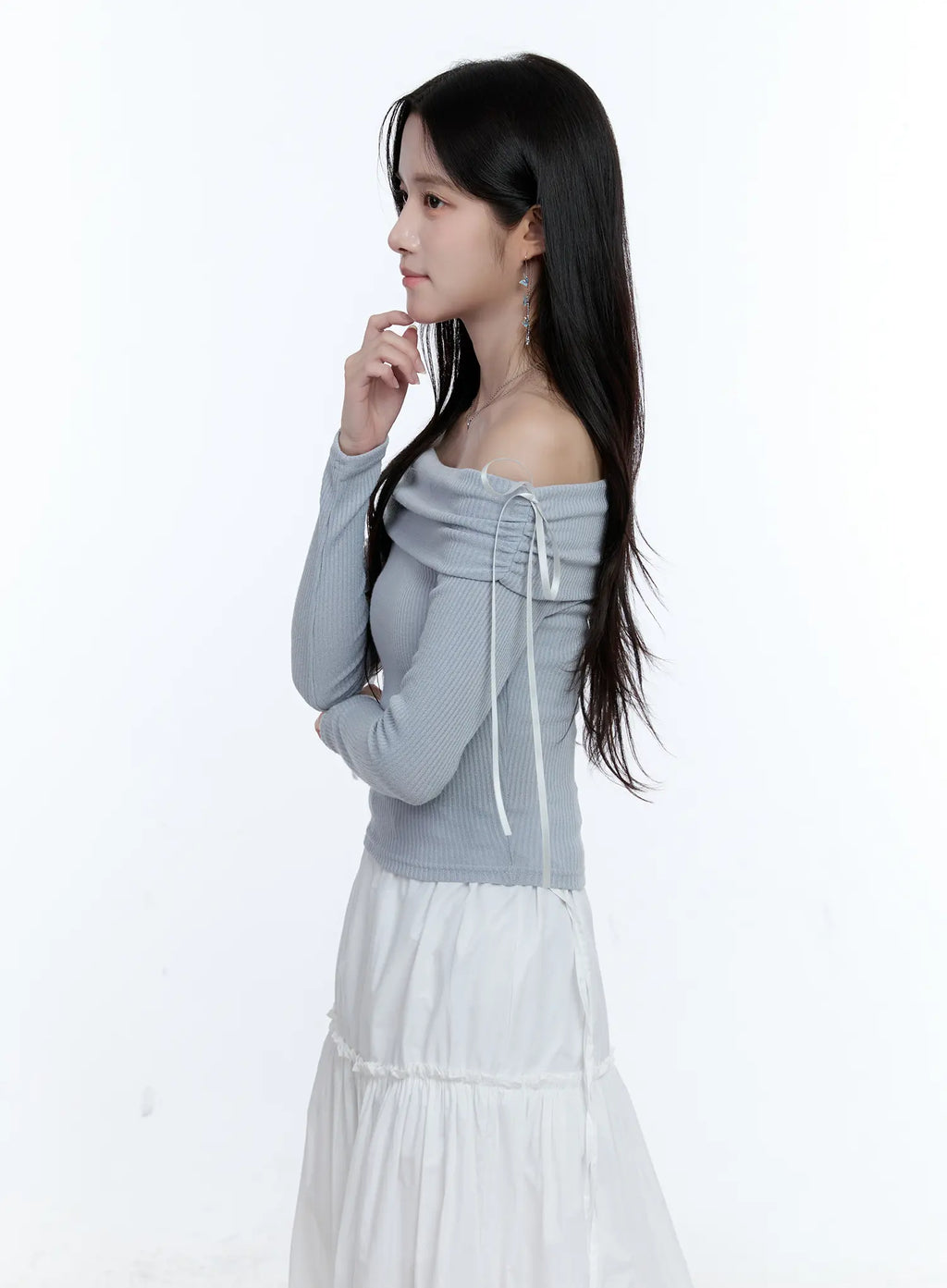 Off-Shoulder Ruched Knit Top CG512