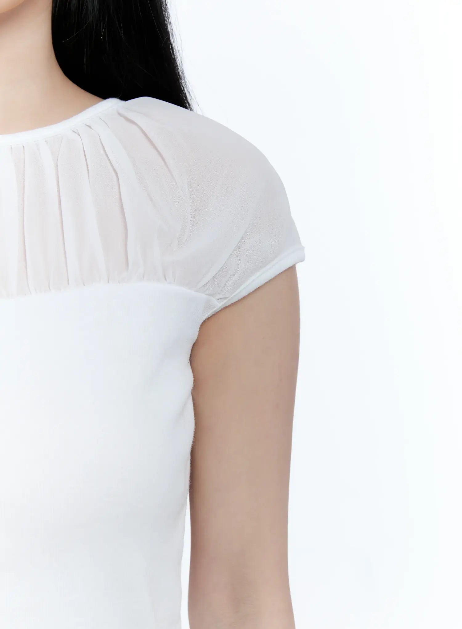 Sheer Cap-Sleeve Top CG501
