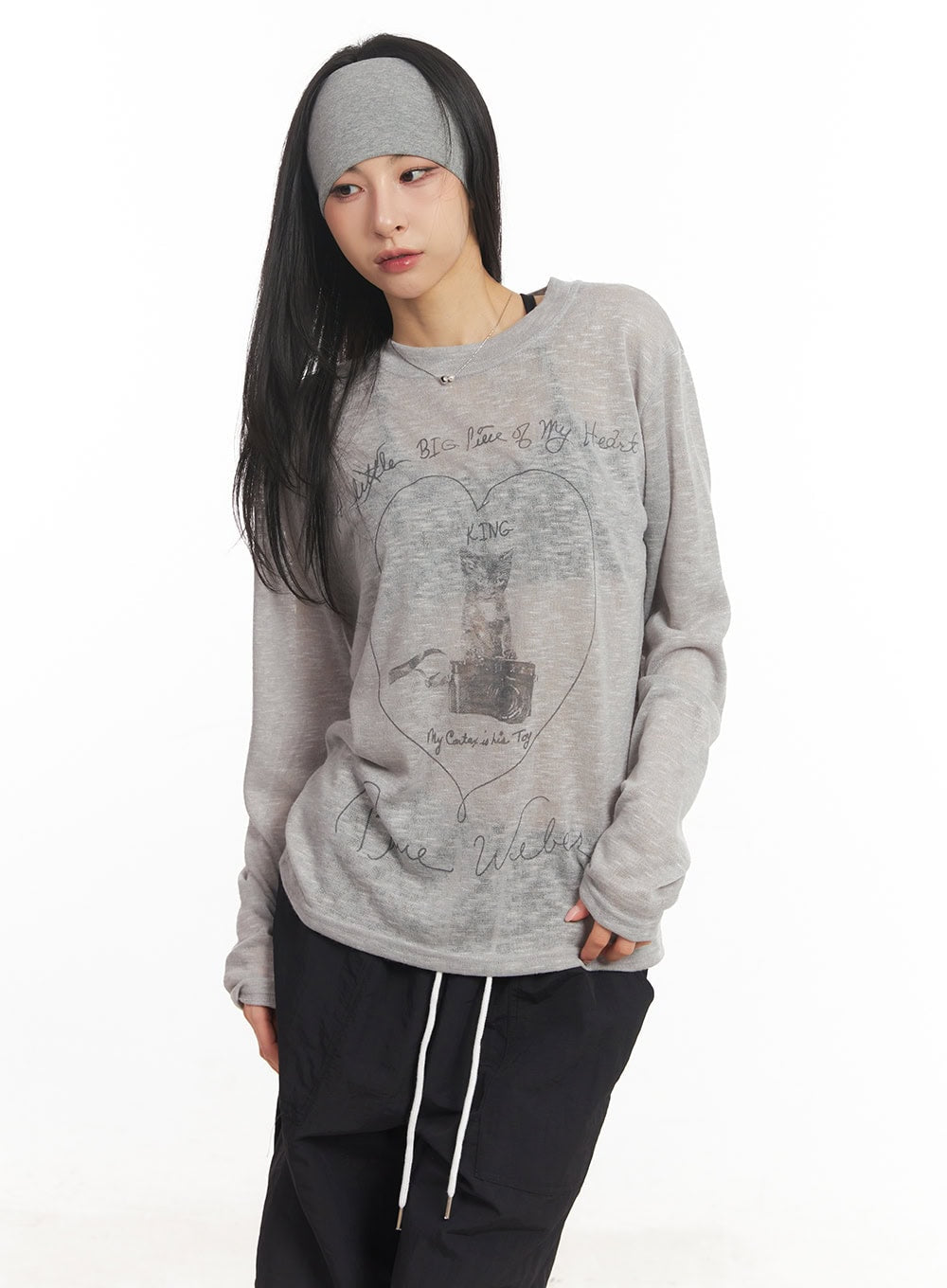 Sheer Art Graphic Long-Sleeve Top CA504