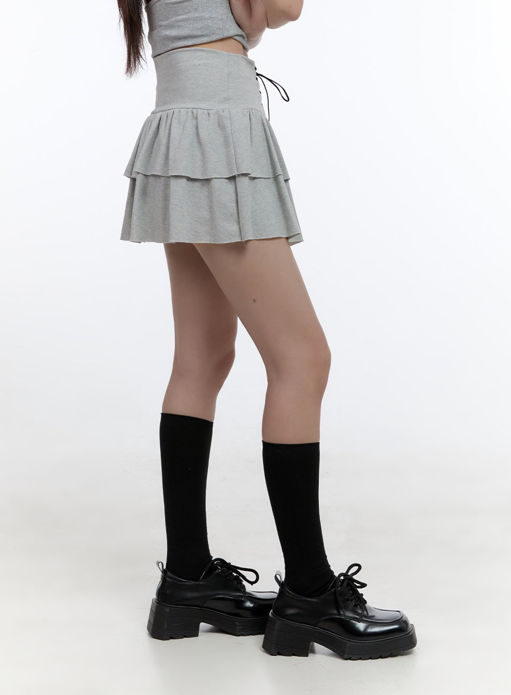 Charm Lace-Up Ruffle Mini Skirt CS406