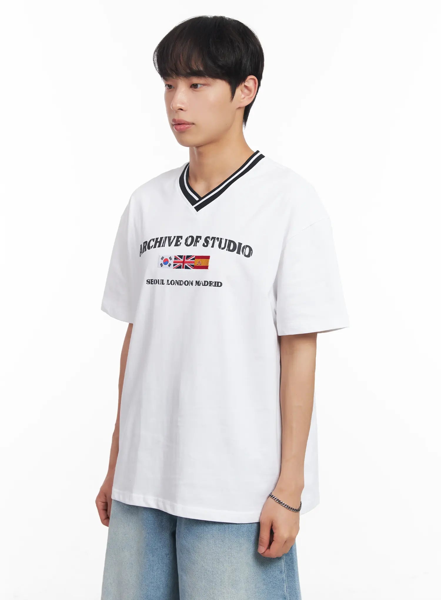 Men's V-Neck Two-Tone Tee IU518