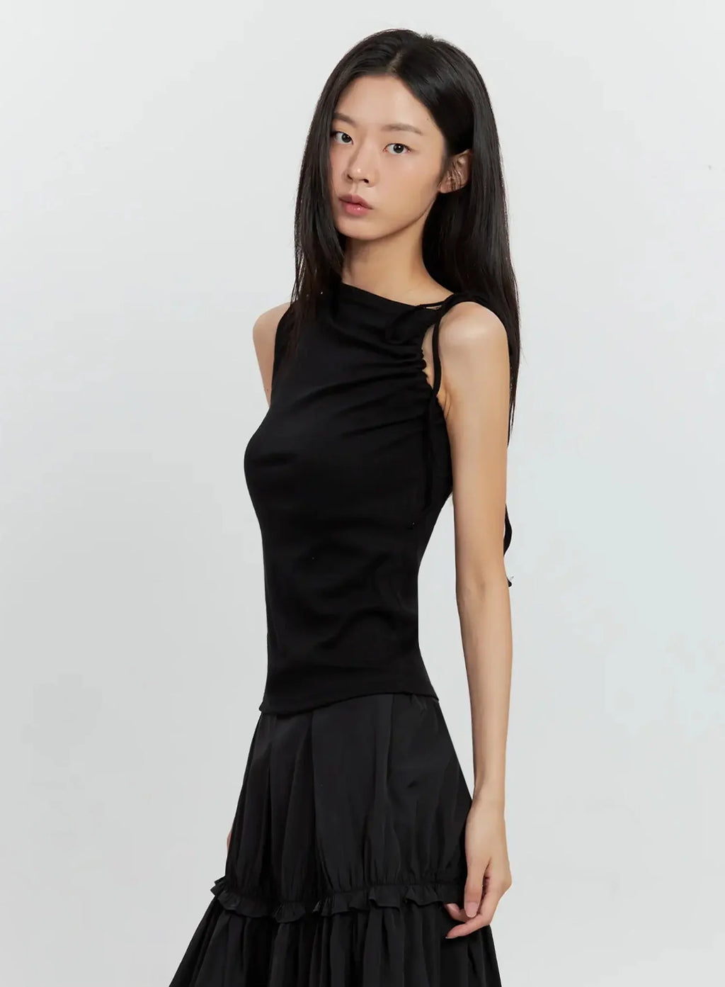 Asymmetric High Neck Tank Top IL528