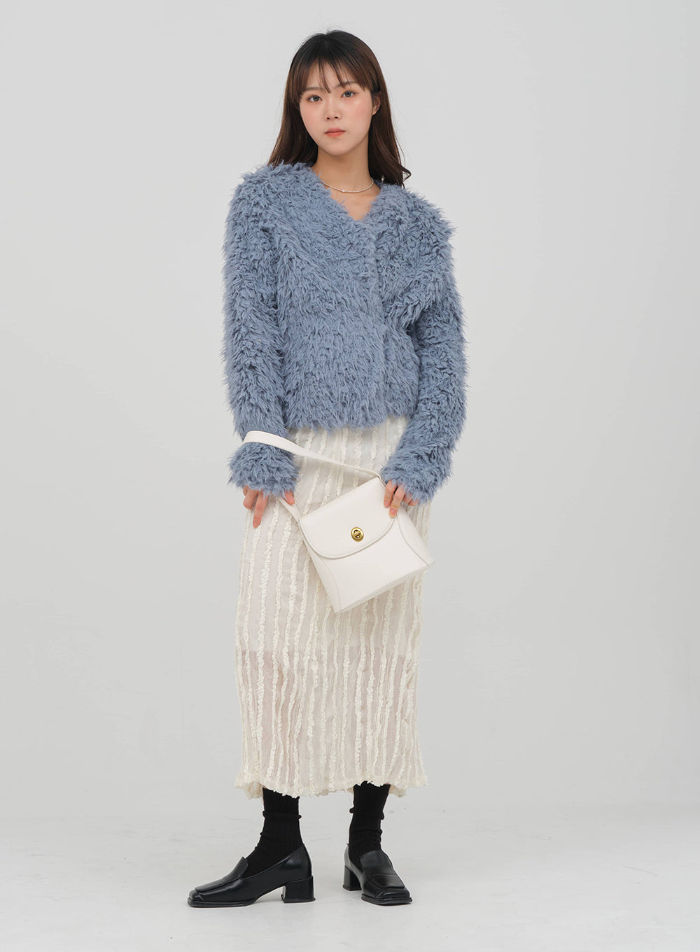 Fuzzy Wrap Tie Cardigan