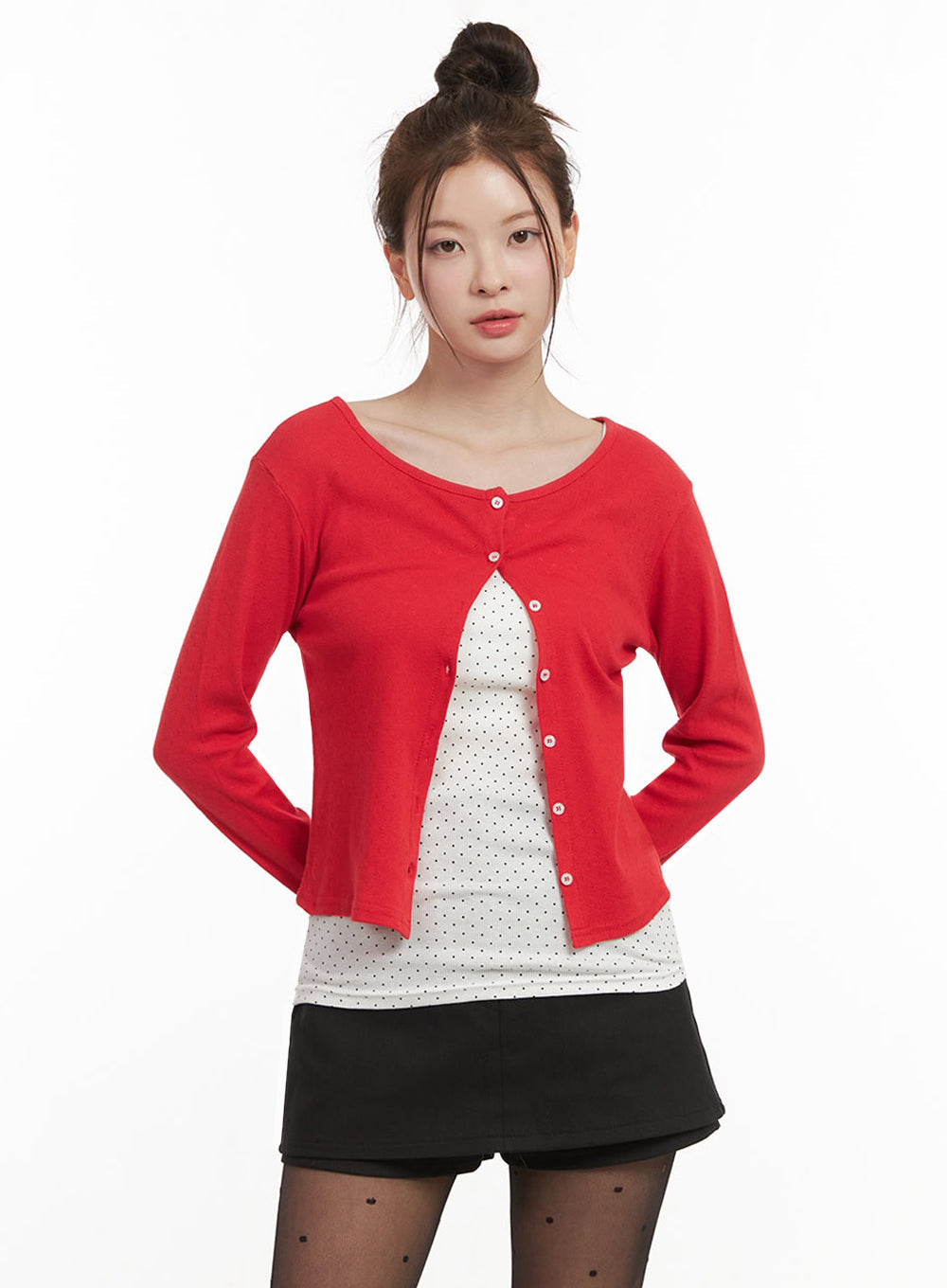 Boat-Neck Crop Cardigan IJ530