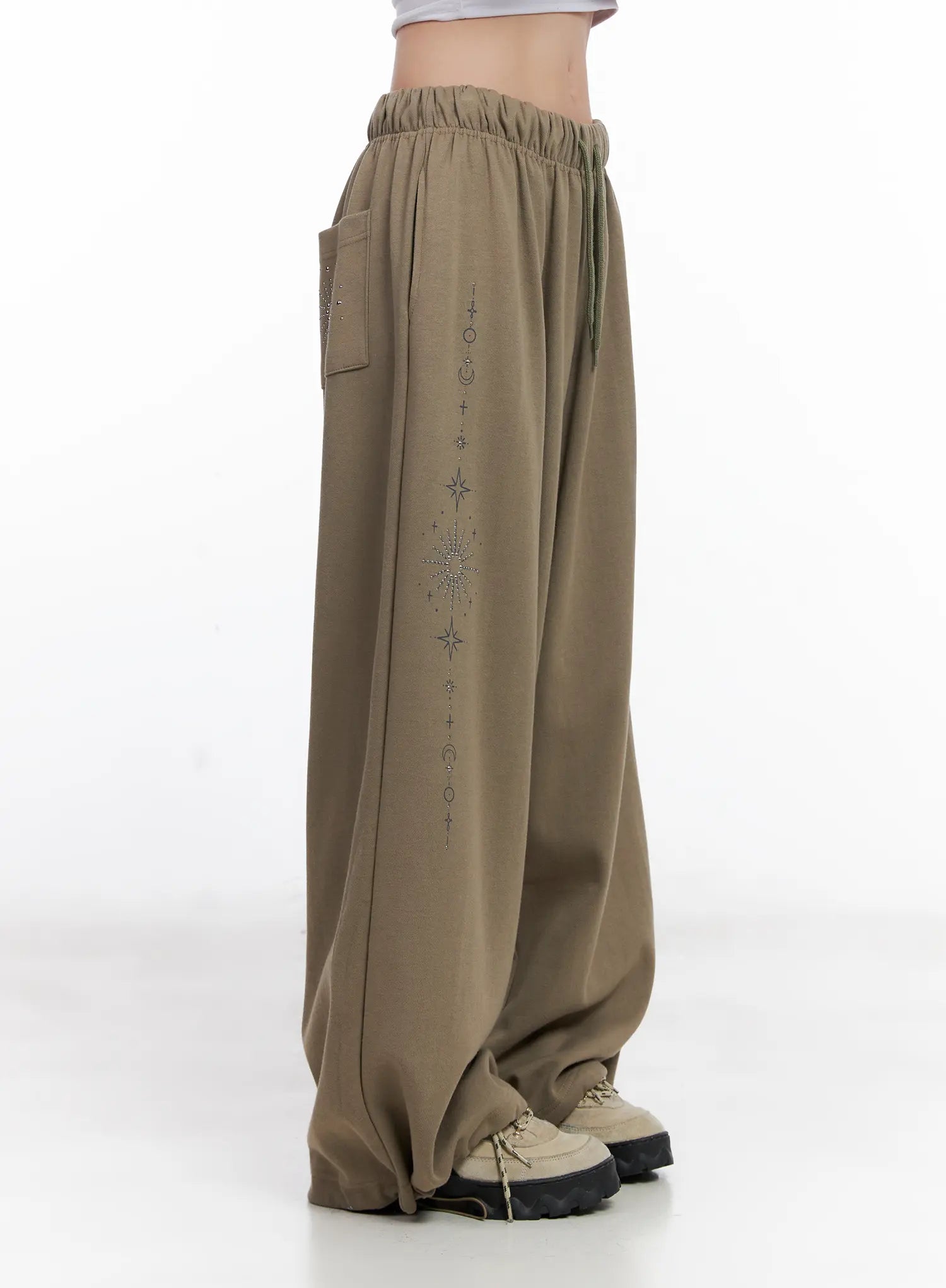 Embellished Wide-Leg Sweatpants CL518