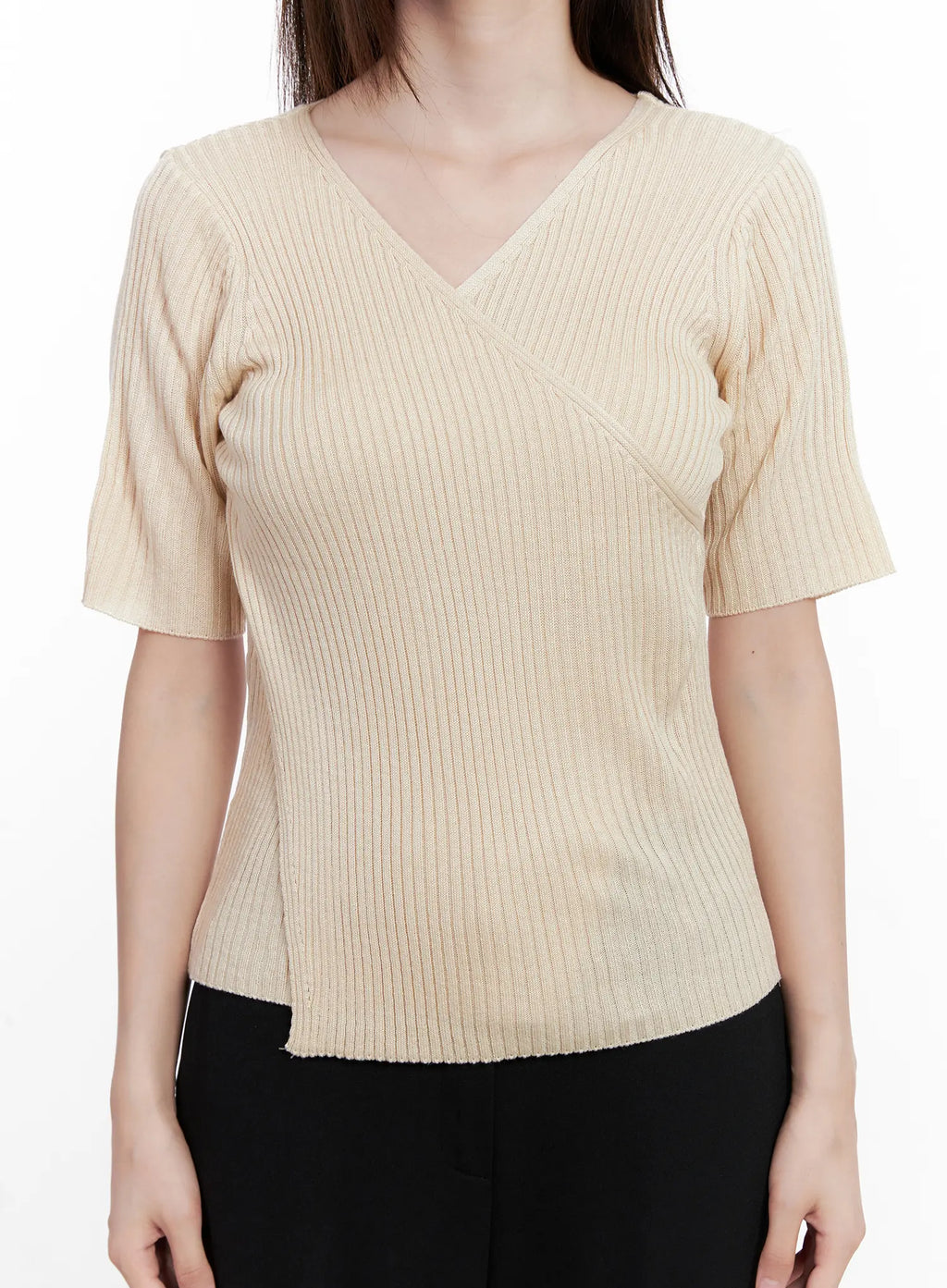 Casual Knit V-Neck Tee CL523