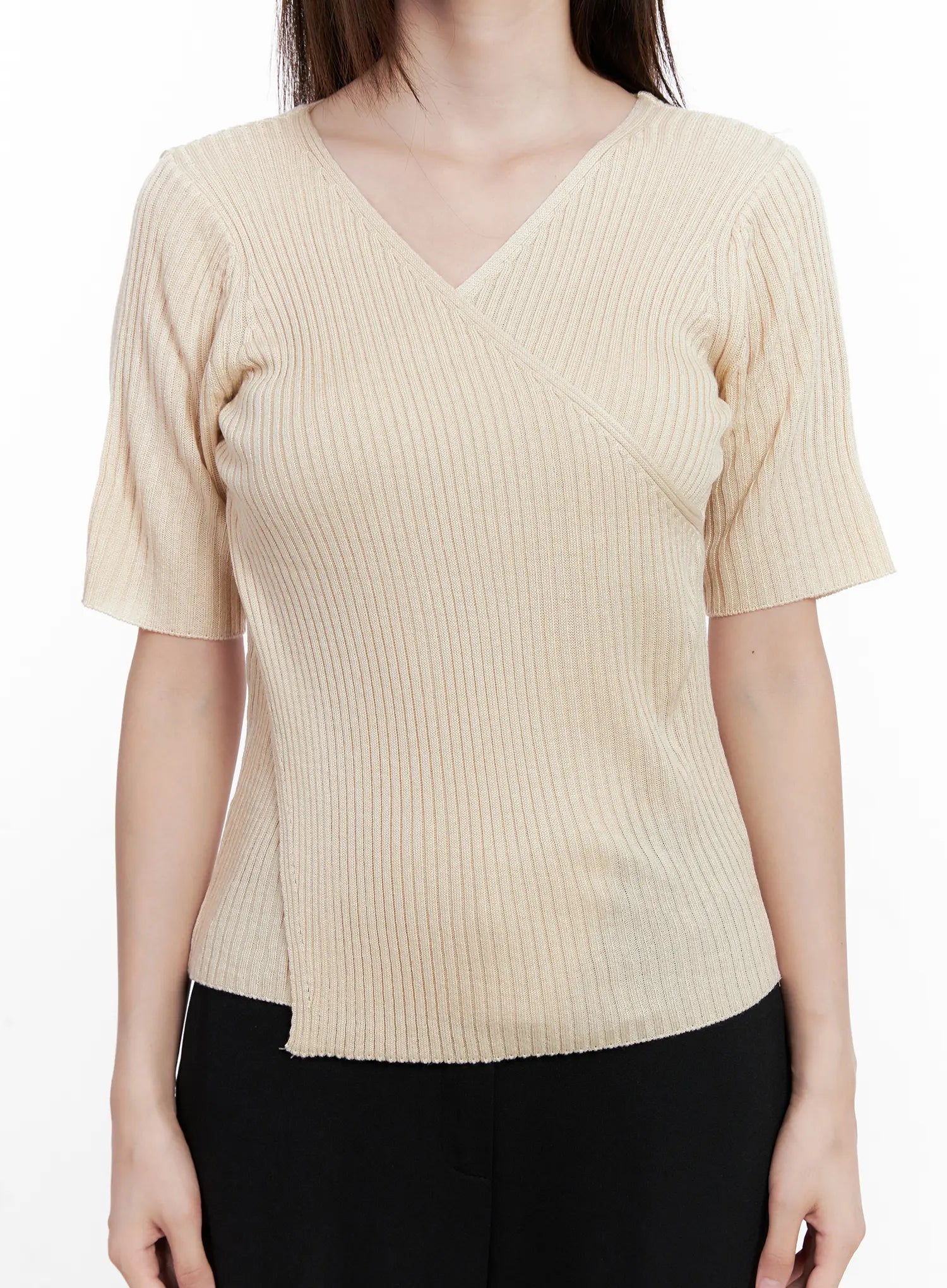 Casual Knit V-Neck Tee CL523