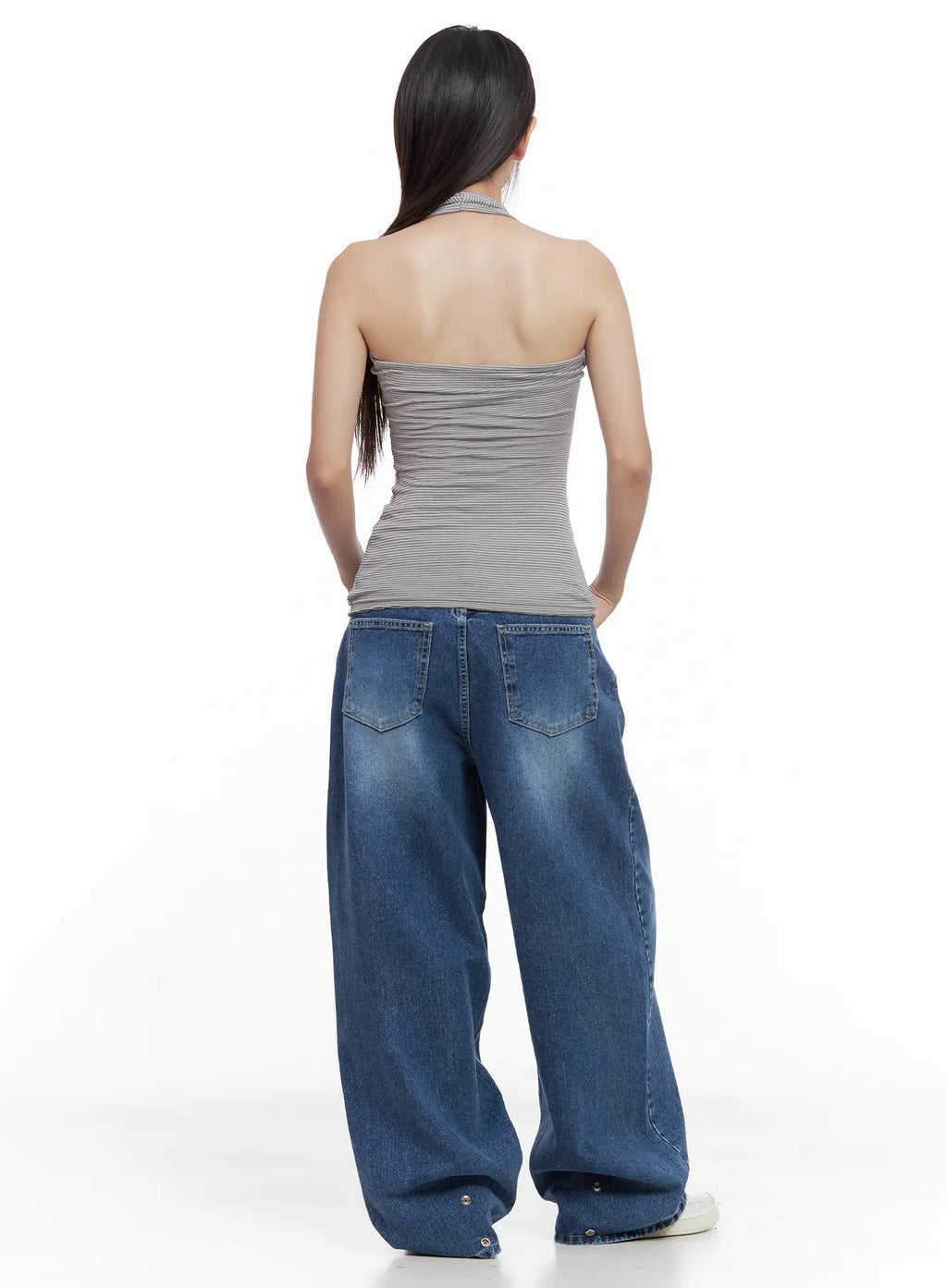 Hayoung Washed Wide-Leg Denim Jeans CL509