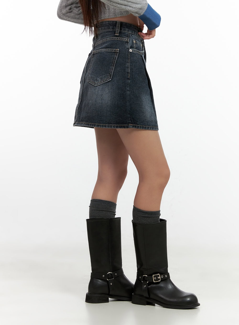 Washed Denim Mini Skirt CN412