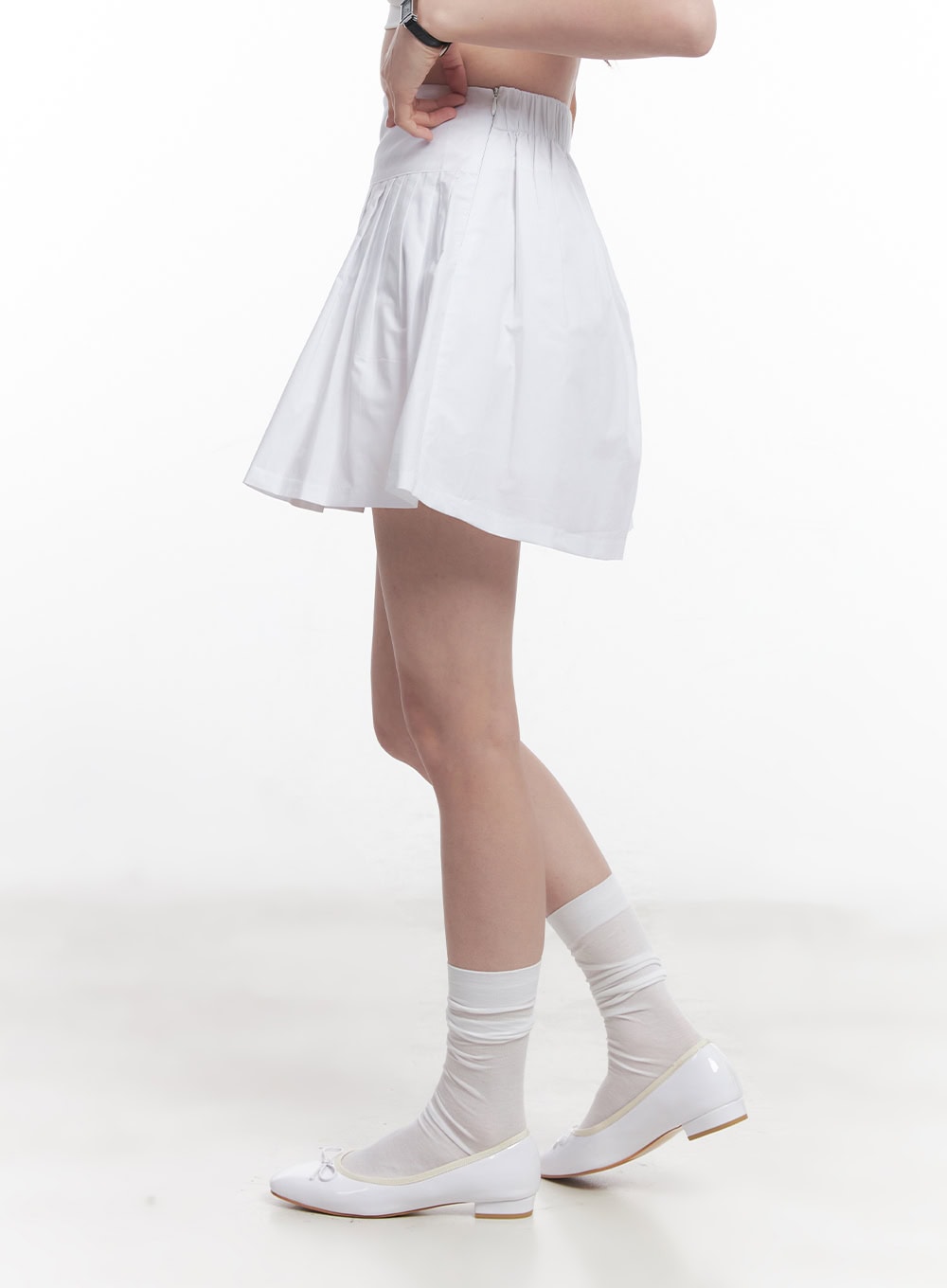 Cotton Pleated Mini Skirt CY519