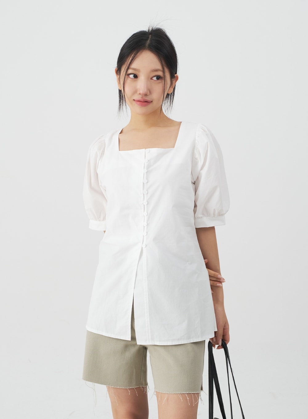 Square Neck Short Sleeve Blouse CY27