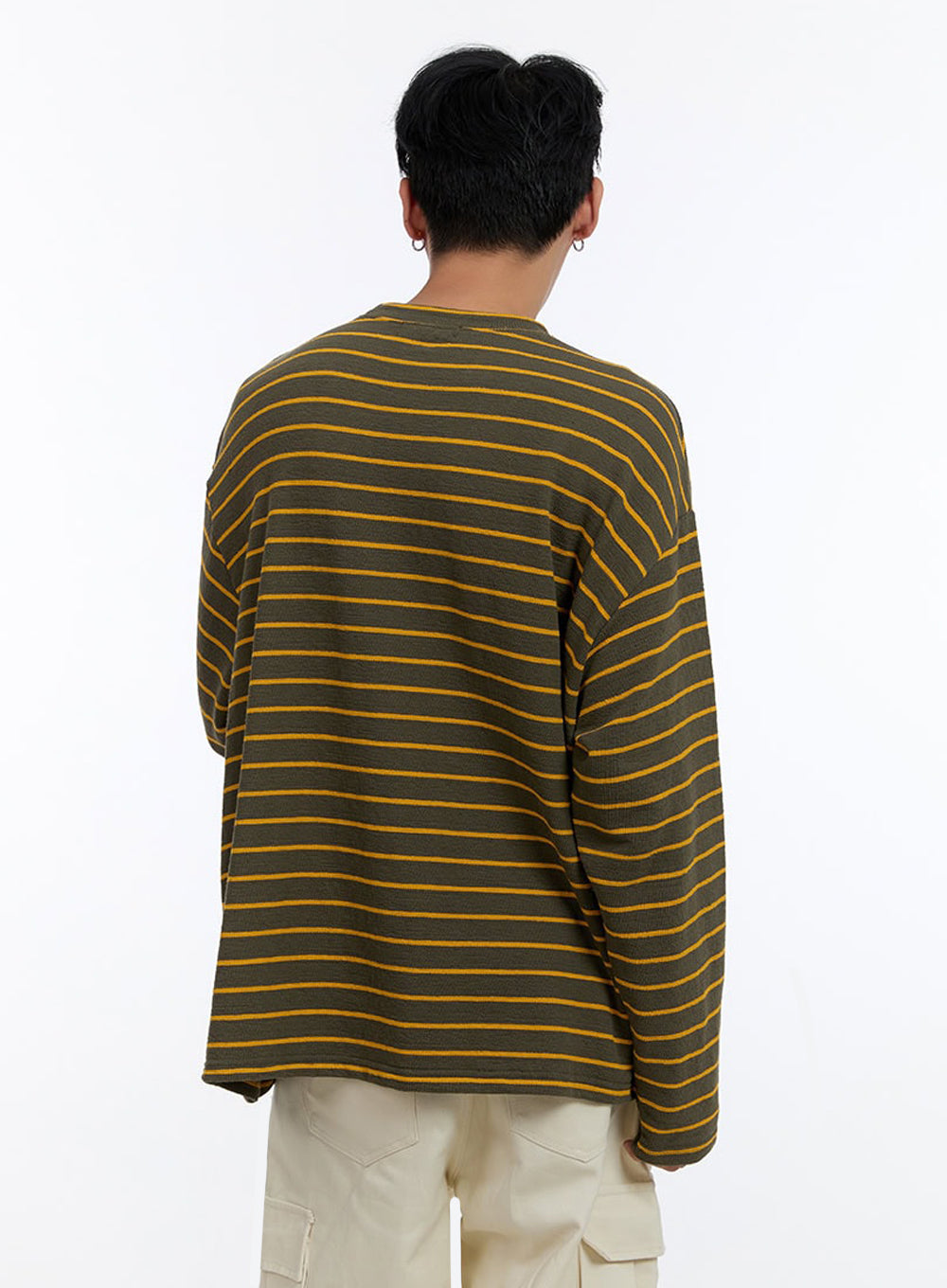 Men's Striped Round Neck Long Sleeve T-Shirt IO428