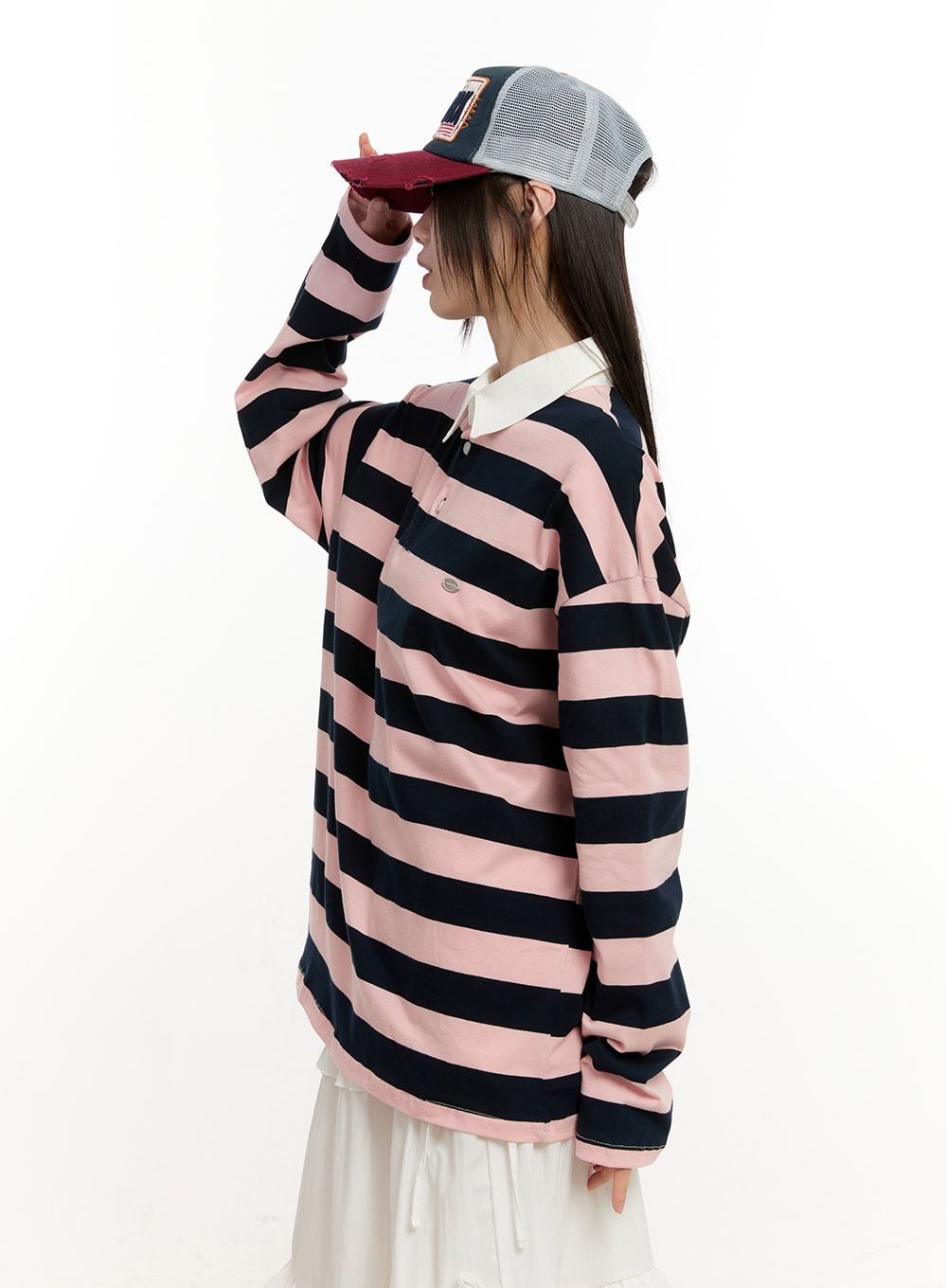 Striped Long Sleeve Polo Shirt CM514