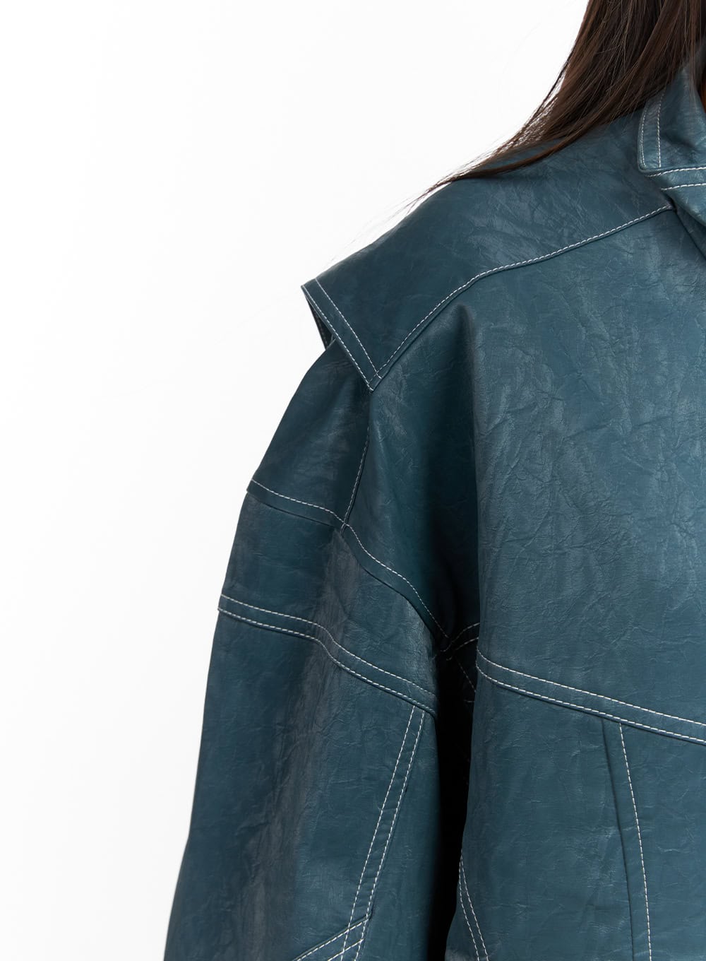 Washed Faux Leather Jacket CO424