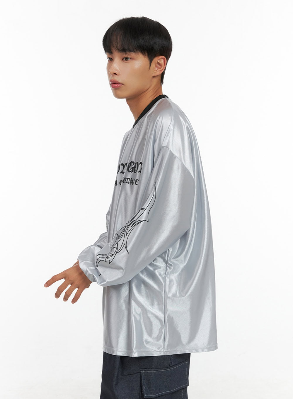 Men's Oversize Sliver Print Jersey T-Shirt IS419