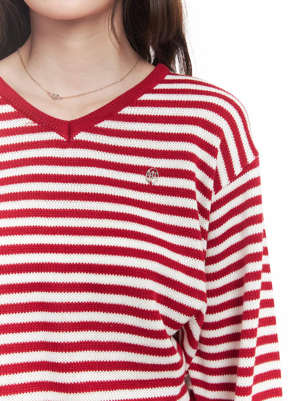 Sweet Apple Stripe V-Neck Sweater CA501