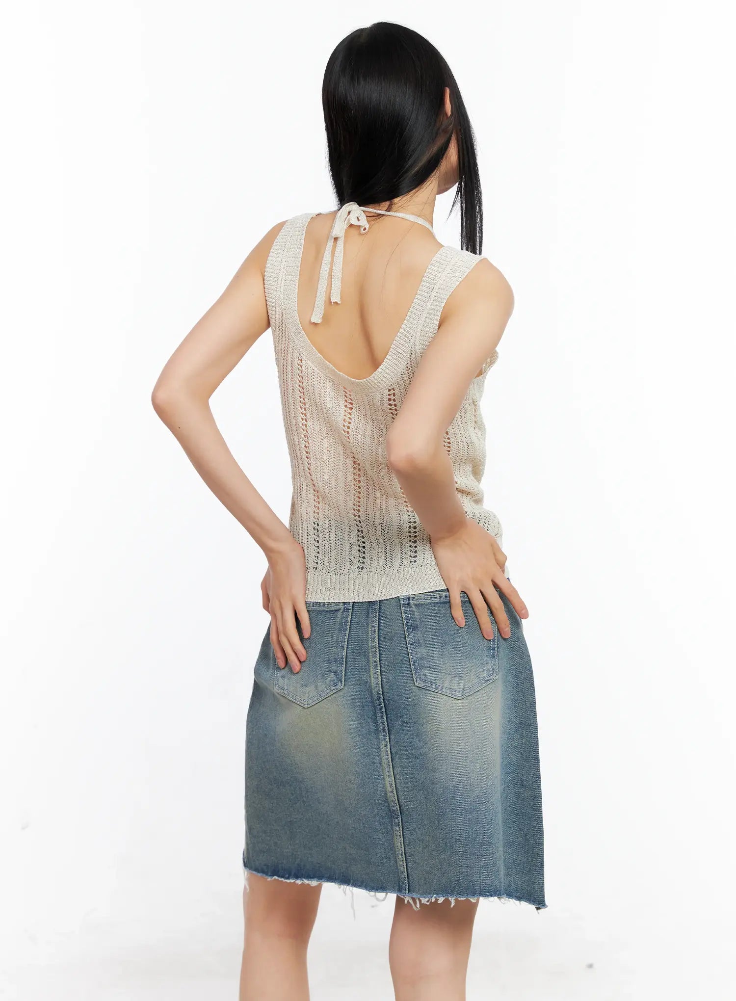 Layered Knit Halter Tank Top CL529