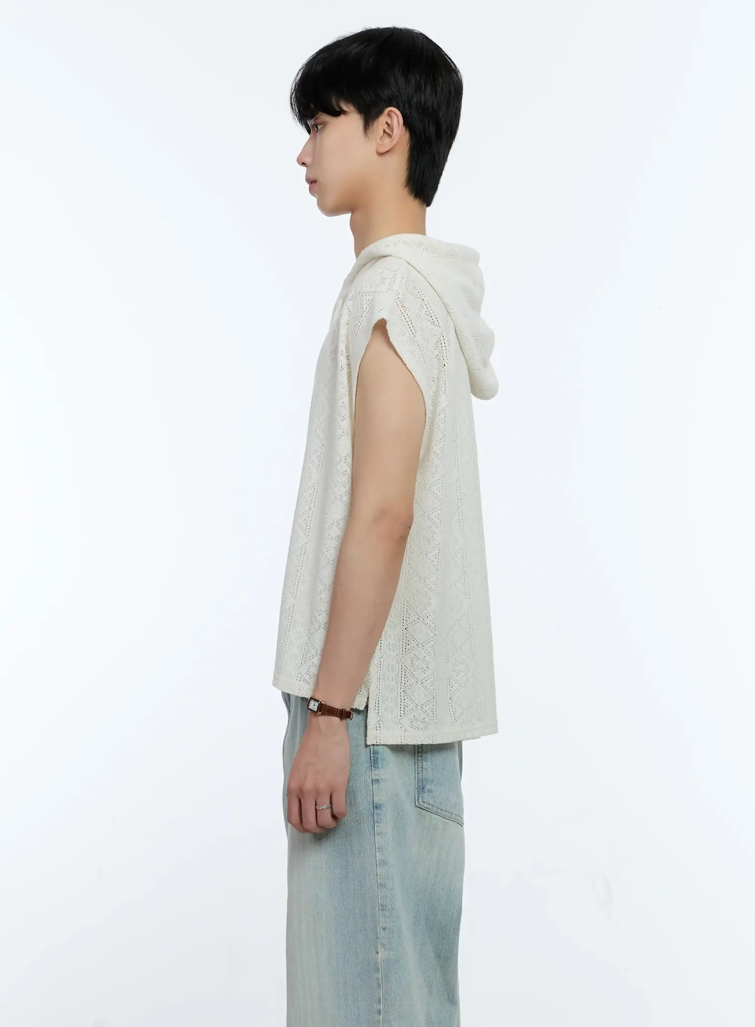 Men's Sleeveless Knit Zip-Up Jacket IG501