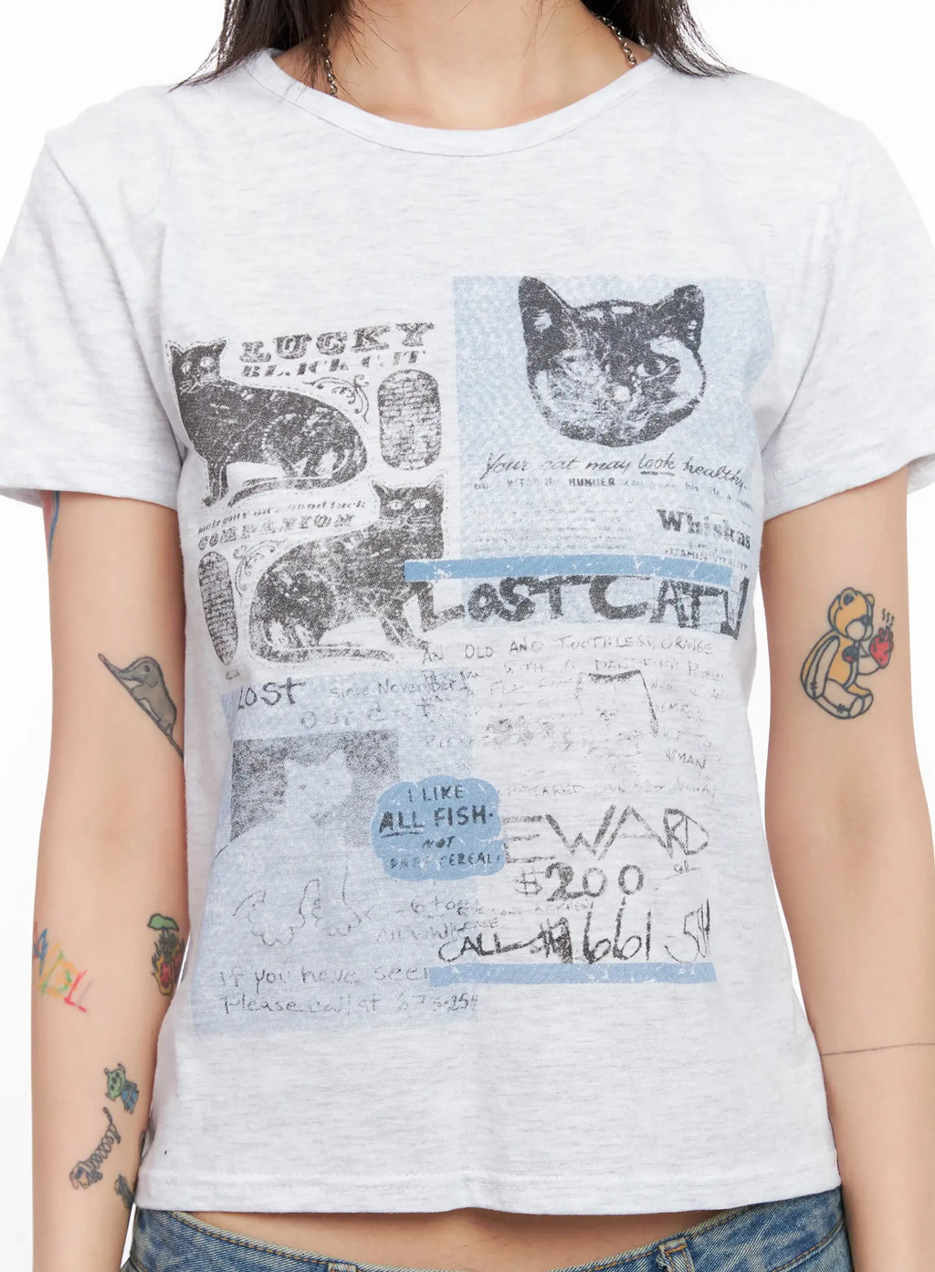 Kitty Graphic Cropped Tee CL525